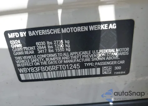 2024 BMW I4 xDrive40 from USA, damaged, VIN WBY83FB06RFT01245